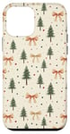 Coque pour iPhone 12 mini Sapin de Noël vintage et nœud Coquette beige et vert Kelly