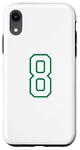 iPhone XR Number #8 White Green Varsity Number Case