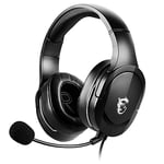 MSI IMMERSE GH20 GAMING HEADSET - Lightweight & Adjustable Design, 40mm Neodymium Drivers, laptop, Adjustable Mic, Inline Controls, 3.5mm Jack Connector & Y Cable Splitter - Wired