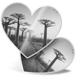 2 x Heart Stickers 15 cm - BW - Baobab Trees Madagascar Tree #38902