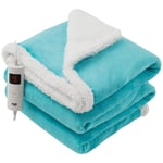 Electric Heated Throw Over Blanket Digital Control Large Washable Blue Fleece