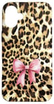 iPhone 16 Plus Leopard Cheetah Pattern With Light Pink Bow Coquette Girl Case