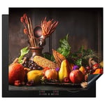 KitchenYeah© Protection Plaque Cuisson Deco Cuisine Cache Induction 59x52 cm Protège Pour Cuisiniere Protection Légumes - Fruits - Rustique - Table