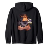 Funny ice age Neanderthal with flowers for caveman lovers Zip Hoodie