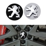 4-Pack - Peugeot Centrumkåpor / Hjulnav Emblem - Bil 60mm - Svart