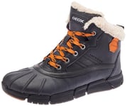 Geox J Flexyper Boy B ABX Ankle Boot, Black/Orange, 3 UK