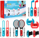 10 En 1 Accessoire Switch Sport, Ensemble D¿Accessoires De Sport Switch, Kits Accessoires Pour Nintendo Switch Family Party Pack Avec Volant Switch, Raquettes De Tennis,Clubs De Golf,Sabres Chanbara