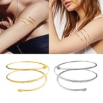 Fashion Swirl Övre Arm Armband Armlet Manschett Bangle Wrap Armband Justerbar Gold