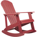 Beliani - Fauteuil à Bascule de Jardin avec Lattes en Bois Synthétique Rouge Adirondack