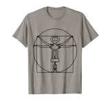 Vitruvian man wine cork screw Leonardo Da Vinci T-Shirt