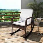 Moderne - Chaise à bascule d'extérieur Style Contemporain Fauteuil à bascule Chaise de Jardin Marron Résine tressée