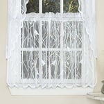 Sweet Home Collection Curtain Treatment in Stylish and Unique Patterns and Designs for All Home Décor, Polyester, Songbird White, 36 in Tier