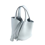 Kvinnor Damhandväska Läderhandväska First Layer Cowhide Bucket Bag Large/22cm White