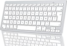 Clavier Sans Fil Bluetooth Pour Mac,Pour Apple Macbook Pro,Macbook Air,Imac,Imac Pro,Mac Mini,Clavier Azerty Compact Et Ultra Mince,Argent