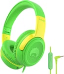 Share 1-Casque Audio Pour Enfant Avec Micro,85/94 Db Volume Limite-Pliable,Reglable,Fonction De Partage-Casque Filaire Pour Enfants/Ecole/Tablette(Jaune Vert)