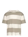 Mango Printed Striped T-Shirt Beige