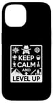 Coque pour iPhone 14 Keep Calm and Level Up Gamer pour les joueurs amusants