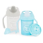 Twistshake 2x Gobelet Pour Bébé Avec Bec Souple Et Mixeur De Fruits - 230ml | Sans BPA | Gourde D'apprentissage Pour Enfants | Blanc Bleu