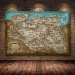 Skyrim The Elder Scrolls Game Map Posters and Prints Wall Art Decorative Picture Canvas Painting for Living Room Home Decor/60x90cm-No Frame