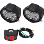 2PCs Assemblée De Phare Lampe Moto 6 Led Projecteur Antibrouillard Universel Pour Scooter 10W 1000Lm + Commutateur Voiture Blanche 6000K Drl