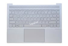 New HP Envy 14-EB Upper Case Cover Silver Palmrest Keyboard UK Backlit Touchpad