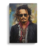 Johnny Depp Hard Edge Painting Art Canvas Print for Living Room Bedroom Home Office Décor, Wall Art Picture Ready to Hang, 30x20 Inch (76x50 cm)