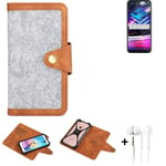 Housse + écouteurs pour Motorola Moto G Fast couverture gris clair