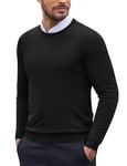 COOFANDY Pull tricoté Basique pour Homme avec col Rond Coupe ajustée Pull d'hiver en Maille Fine Noir S