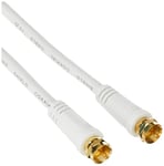 conecto Câble d'antenne Sat Câble coaxial Câble de Satellite TV 2,00m Quadruple Blindage Connecteur F, pour HDTV, récepteur, Satellite, Dab, Radio, Blanc