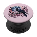 Motif floral et corbeau enchanté vintage Sakura gothique PopSockets PopGrip Adhésif