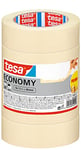 tesa Masking Tape ECONOMY EcoLogo - Painters Tape, 4 Days Residue-Free Removal, Without Solvent - Narrow, 5x 50 m x 30 mm
