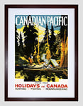 Wee Blue Coo Travel Canada Holiday Vacation Lake Boat Forest Game Framed Wall Art Print