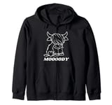 Cow Moody Funny Moooody Cow Pun Scottish Cows Zip Hoodie