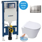 Pack wc Bati-support Geberit UP720 extra-plat + wc sat Infinitio sans bride + Abattant softclose + Plaque chrome mat