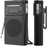 Petite Radio Portable AM(MW)/FM, Transistor Radio de Poche avec Excellente Réception, Radio a Pile avec Indicateur de Puissance, Fonctionne sur 2 Piles AA