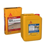 Kit joint sable pavé avec protection effet SATINE: Sika Fastfix sable polymère ton sable 20kg + Sikagard Protection Sol Satiné Hydrofuge pour pavés et dalle 5L