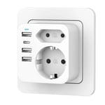 Multiprise avec 1 Typ-C 3 USB(3.4A), Prise USB Secteur, Prise Electrique USB, Multi Prise USB Multiple Type C (weiß)