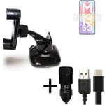 Car holder windshield dashboard for Samsung Galaxy M13 5G charger Cell phone mou