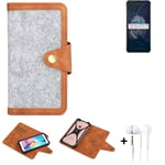 Felt Case + earphones for Asus Zenfone 8 Flip Cover light grey