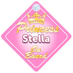 Crown Princess Stella On Board Personalised Baby Girl Car Sign