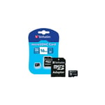 Carte microSD hc 16Go Classe 4, avec adaptateur sd (43968) - Verbatim