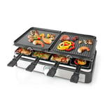 Raclette Party Grill With 8 Pannikins, Natural Stone, 1400 Watts - Black