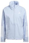 adidas Women's BSC 3-Stripes RAIN.RDY Jacket, Blue Dawn, L