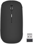 Souris Bluetooth, Souris Sans Fil, Deux Modes(Bt 5.1+2.4G Sans Fil), 1000/1200/1600 Dpi Réglable Rechargeable Wireless Mouse, Ordinateur Portable Pour Windows7/8/10/Xp/Mac Ios13(Noir)