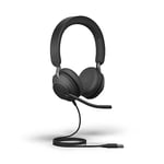 Jabra Evolve2 40 SE Casque Filaire stéréo antibruit avec Technologie d'appel à 3 Microphones et câble USB-A Certifié MS Teams Fonctionne avec Toutes Les Autres Plateformes Noir