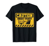 Caution Angry Gamer Video Game Player Computer Nerd Pc Geek T-Shirt