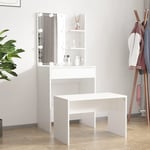 Ensemble de coiffeuse avec led Blanc Bois d'ingénierie - Blanc - The Living Store