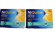 NIQUITIN 21 MG STEP 1  CLEAR PATCHES  2 X 7= 14 . 24 HOUR PATCHES