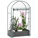 Outsunny Mini Serre de Jardin Serre Balcon avec Sac de Plantation et Housse en Plastique renforcé, Serre d'hivernage avec Porte Enroulable, pour légumes, Fleurs, 89 x 50 x 152 cm, Transparente