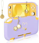 Étui De Protection Pour Switch Lite,Souple C?ur D'or Switch Lite Housse Résistant Aux Chocs Anti-Rayure Coque Design Avec Breloque Blink En Laiton Pour Ordinateur De Poche-Violet